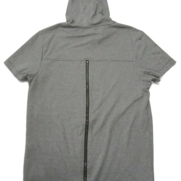 G by GUESS Benji Longline Short Sleeve Hoodie with Back Zipper Mens Medium Gray - Picture 5 of 7
